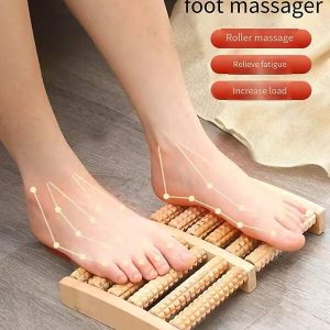 1pc Wooden Foot Massager With 12 Rollers For Acupressure Massage And Relaxation At Home,Bag,Organizer,Storage Multicolor