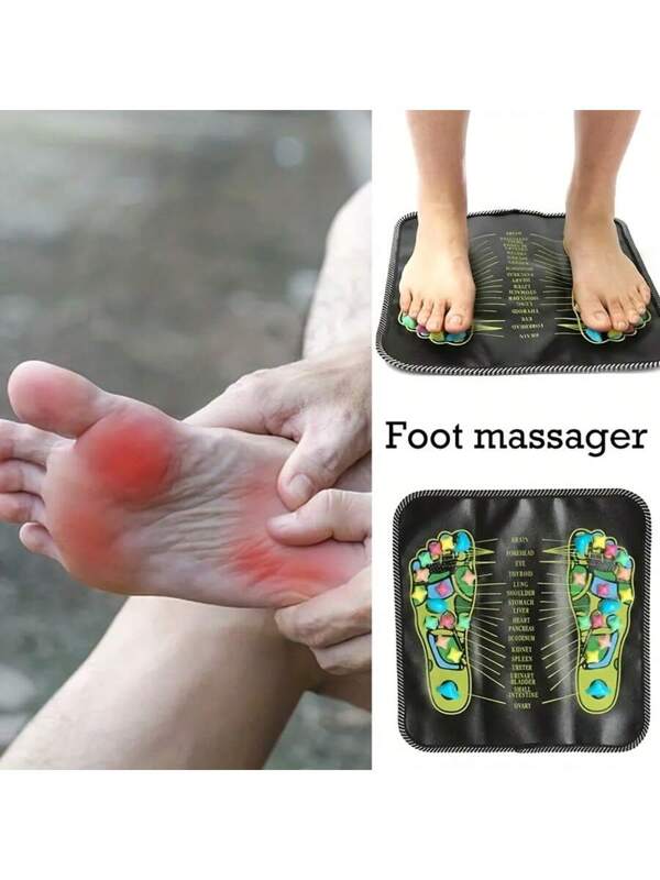 Reflexology Mat Foot Mat Massage Slippers Acupressure Massage Slippers Foot Massage Mat Foot Reflexology Massager  Physical Massage Foot Pad Black