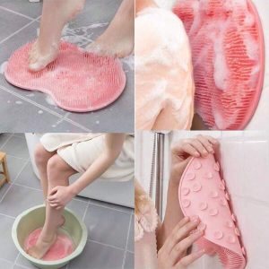 1pc Foot Washing And Rubbing Artifact, Brush, Foot Reflexology Massage Mat, Home Bathroom Foot Rubbing Mat, Non-Slip Foot Washing With Suction Cup, Back Rubbing, Christmas Gift, Halloween Gift,Bag,Organizer,Storage,Hair Clips Pink