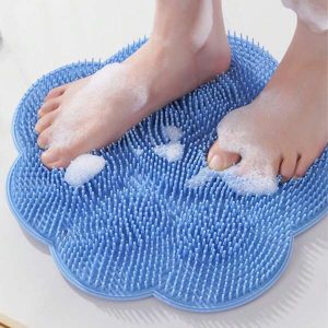 1pc Silicone Bath Massage Mat, Foot Washer, Back Scrubber, Shower Foot Pad, Bathroom Accessory, Shower Supplies, Multicolor