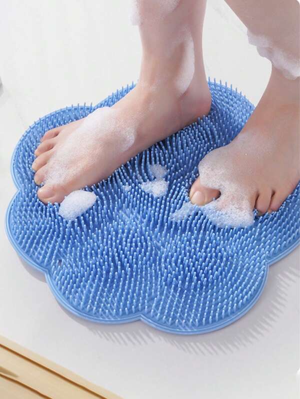 1pc Silicone Bath Massage Mat, Foot Washer, Back Scrubber, Shower Foot Pad, Bathroom Accessory, Shower Supplies, Multicolor