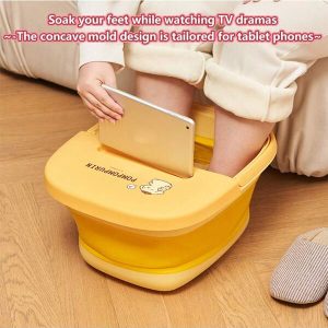 Multifunctional Foldable Foot Soaking Bucket With Lid Pudding Dog Anime Cartoon Portable Cute Laundry Bucket Footbath Girls Gifts The Cover Groove Can Be Used As A Phone And Ipad Stand Folding Foot Bath Bucket