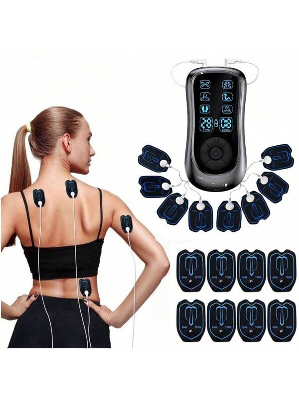 Digital Meridian Therapy Device With Middle Frequency Massage, Ems & Tens Pulse Massager, Intelligent Meridian Detoxification, Neck Massager, Mini Electric Therapy Pads, Shoulder & Neck Massager Black