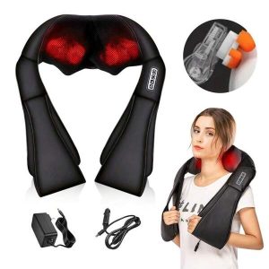 Massager, Electric Acupressure Massager, Shoulder Neck Kneading Shawl, Adjustable Shiatsu Neck Massager For Neck, Shoulders, And Whole Body, For Men/Women/Mom/Dad, Deep Kneading Massage For Neck, Back, Shoulders, Waist, Legs, Feet, And Muscles AMPJ-BLACK