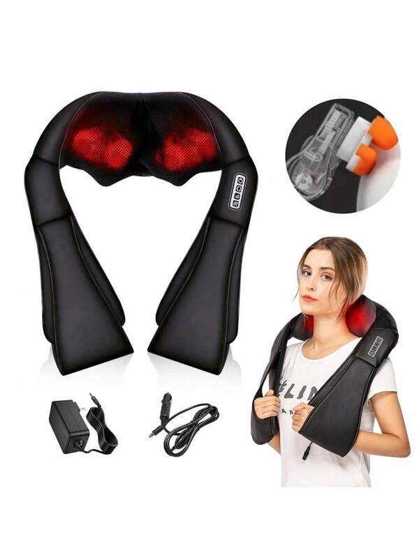 Massager, Electric Acupressure Massager, Shoulder Neck Kneading Shawl, Adjustable Shiatsu Neck Massager For Neck, Shoulders, And Whole Body, For Men/Women/Mom/Dad, Deep Kneading Massage For Neck, Back, Shoulders, Waist, Legs, Feet, And Muscles AMPJ-BLACK