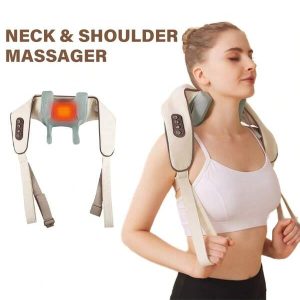 Neck Massager, Shoulder Massager With Heat For Pain Relif, Cordless Deep Tissue Kneading Massage, Shiatsu Massage Pillow For Neck, Traps, Back And Leg Pain Relief, Gifts For Men Women Dad Mom White