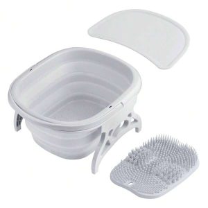 Foldable Foot Basin Collapsible Basin Foot With Handle White