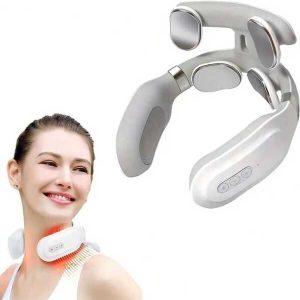 Hot Compress Kneading Neck Massager With 4 Massage Heads - Electric Deep Tissue Massager For Neck - Holiday Gift For Family White