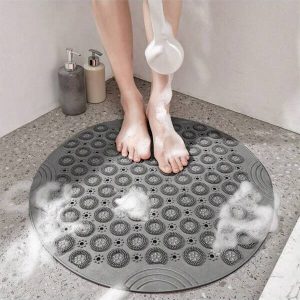 Round Bathroom Anti-Slip Mat With Suction Cup Household Massage Backrub Mat Portable Bathroom Shower Mat Floor Mat Back Scrubbing Tool Foot Massage Mat For Hotel Toilet Bathroom Multicolor