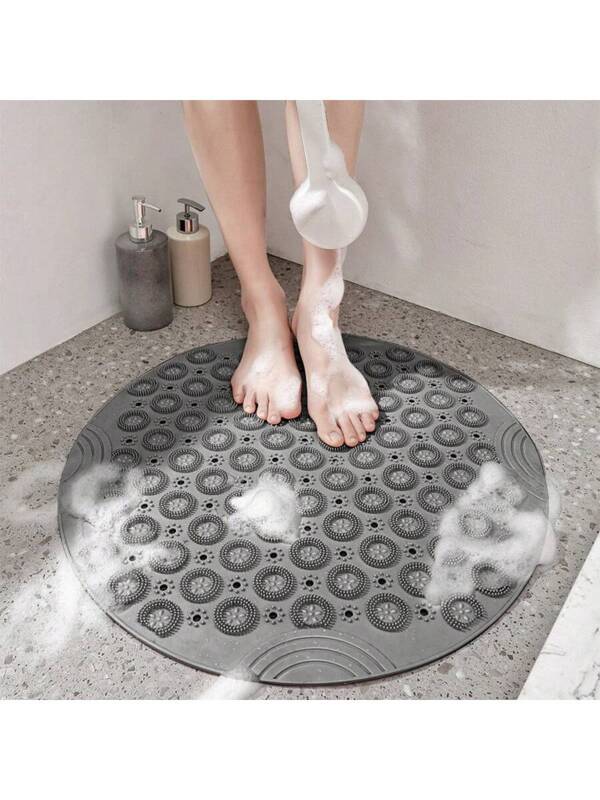 Round Bathroom Anti-Slip Mat With Suction Cup Household Massage Backrub Mat Portable Bathroom Shower Mat Floor Mat Back Scrubbing Tool Foot Massage Mat For Hotel Toilet Bathroom Multicolor