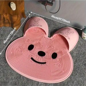 Silicone Rabbit Feet Rubbing Magic Bathroom Non-Slip Mat Rubbing Back Massage Mat Exfoliating Feet Removing Dead Skin Shower Floor Mat,Bag,Organizer,Storage Pink