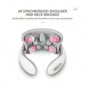 Intelligent Electric Rechargeable Neck Massager With Heating, Pressure And Pulse Function White