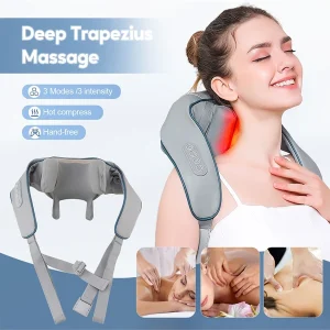 Electric Neck Massager, 3D Deep Tissue Kneading Massage Pillow For Neck, Shoulder, Waist, Legs, Ideal For Home, Office, Travel Use, Gifts For Women Men Black